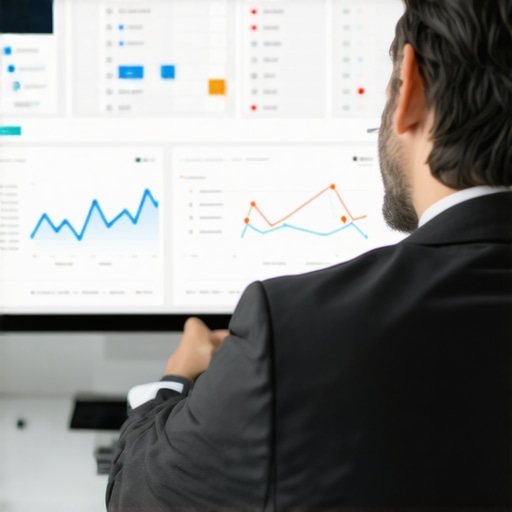 Businessman reviewing local SEO analytics on a digital dashboard.