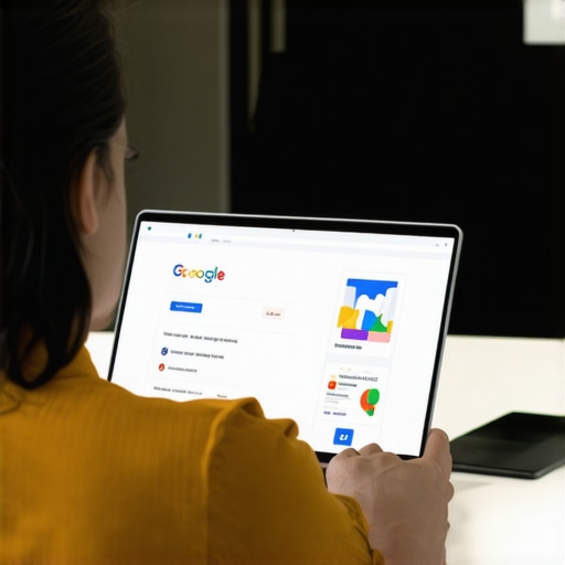 Person working on Google My Business listing on laptop in a professional environment.