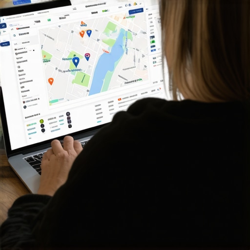 Analyzing Local Map Rankings Business owner reviewing Google Maps rankings and SEO analytics
