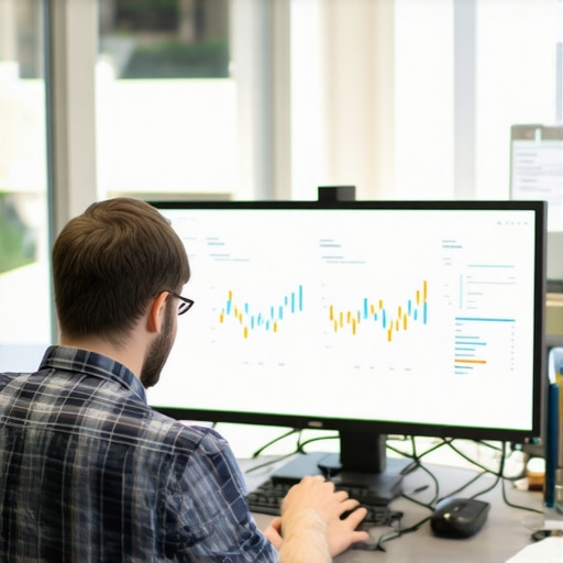 Engineer reviewing local SEO analytics for Google My Business rankings.