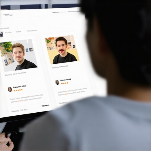 Business owner updating local business profile with photos and reviews