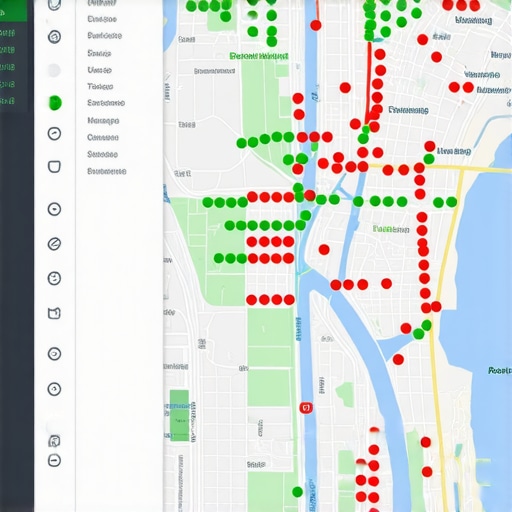 A visual representation of a local map ranking grid showing visibility across different geographic points.