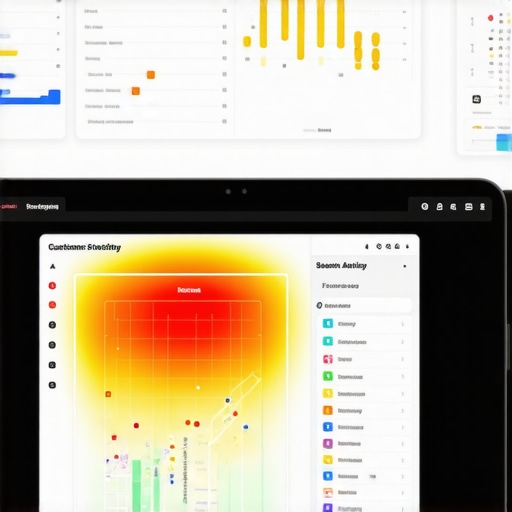 Advanced Local Search Heatmap Analysis A digital heatmap showing high customer interaction and local map search density around a business location.