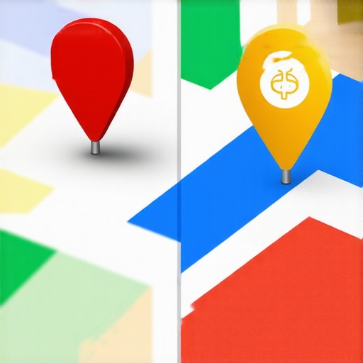 A visual comparison between a generic red map icon and a custom branded logo icon on a digital map.