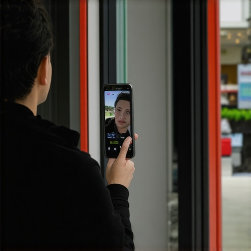 Business owner conducting video verification for Google A person recording a storefront video to verify a local business profile on Google Maps