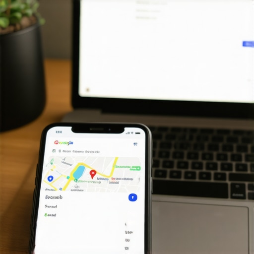 A laptop and smartphone showing the relationship between website data and local map rankings