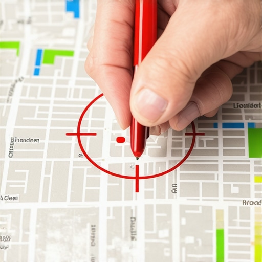 An illustration of narrowing down service areas on a map to improve local search relevance.
