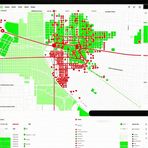 A grid-based heat map showing local map pack rankings across a city