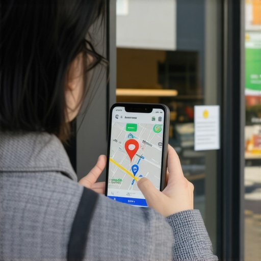 Google Business Video Verification Process A business owner using a smartphone to record a verification video for a Google Business Profile.