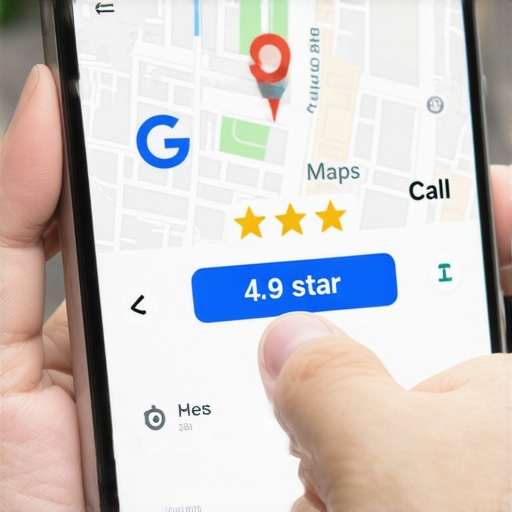 A person clicking the call button on a highly optimized Google Business Profile on a mobile phone.