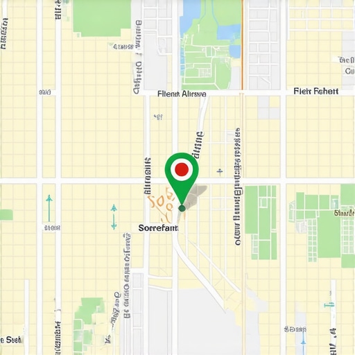 Visual representation of a local business map ranking radius using a grid tracker