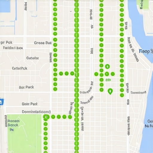 A digital map showing perfect local search rankings across a business's service area.