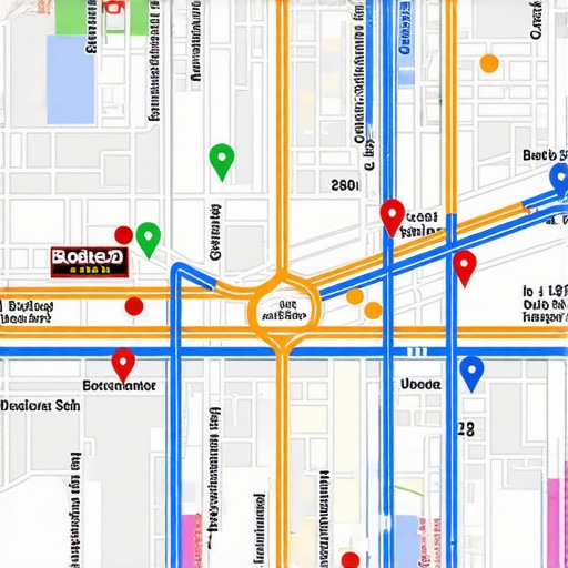 A visualization of a local search ranking grid showing business visibility across different neighborhood blocks.