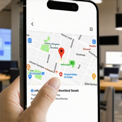 A person pointing at the top three results in the Google Maps pack on a smartphone.