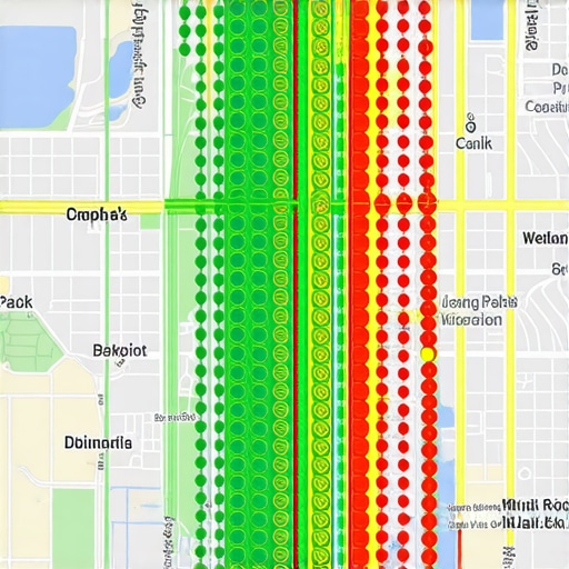 Screenshot of a local map ranking grid showing visibility across a city