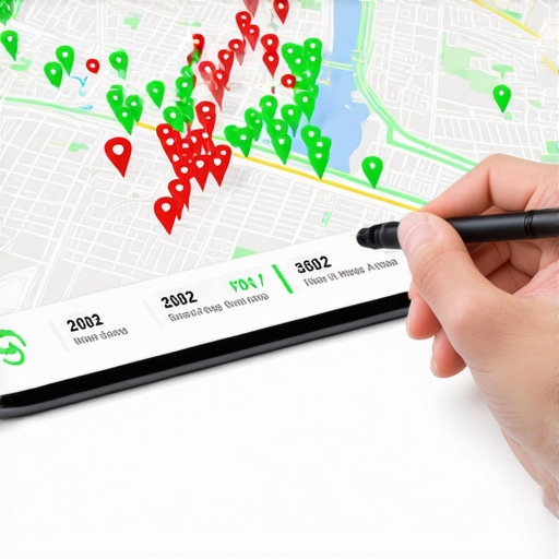 A digital grid showing local ranking positions across a neighborhood for map pack domination.