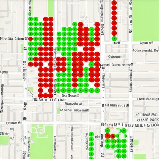 Local Map Ranking Heatmap Example Heatmap grid showing Google Maps ranking positions across a local geographic area