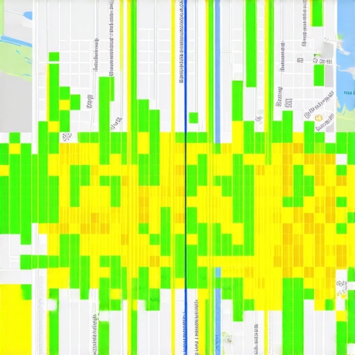 A grid-based heat map showing local search rankings across a specific geographic area.