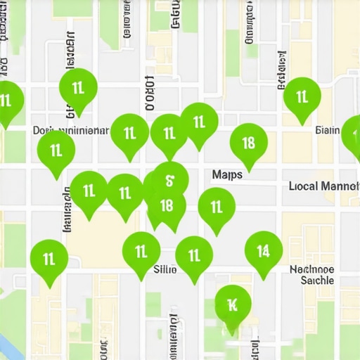 A digital map showing a business ranking first in every neighborhood across a city.