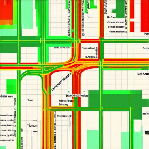 A visualization of a local ranking grid showing how a business ranks across different parts of a city on Google Maps.