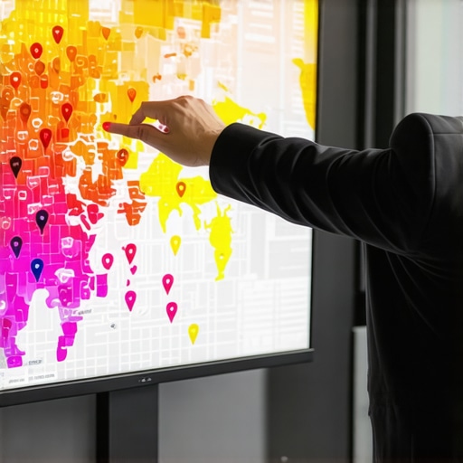 A detailed heat map showing local business rankings across a geographic area for map pack domination.