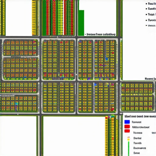 A map showing local search rankings across different neighborhoods with color-coded nodes for visibility analysis.