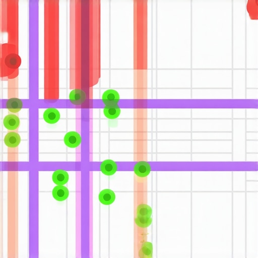 A map showing how local business rankings drop off sharply at city lines due to lack of geo-relevance.