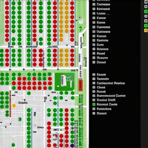 A visual heat map showing local search rankings across a geographic grid for Google Maps optimization.
