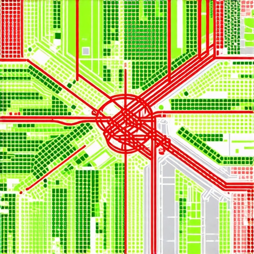 A grid-based heat map showing local map rankings across a city area.