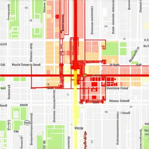 A heatmap illustrating how local map rankings drop as the searcher moves further away from the business location.