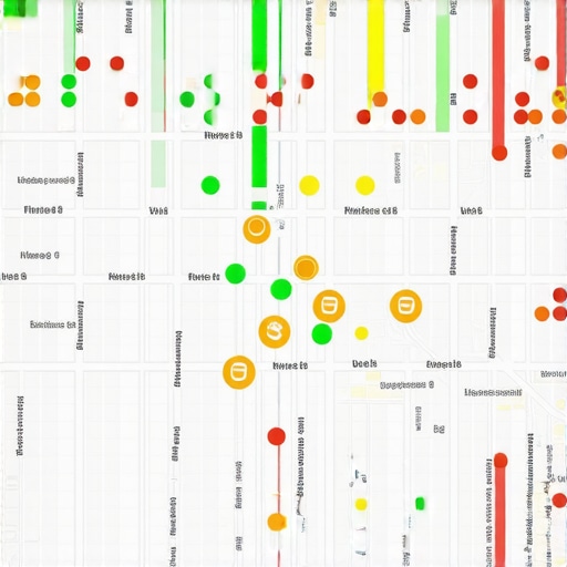 Local SEO Ranking Geo-Grid Map A digital map showing a business's local ranking performance across a city grid.
