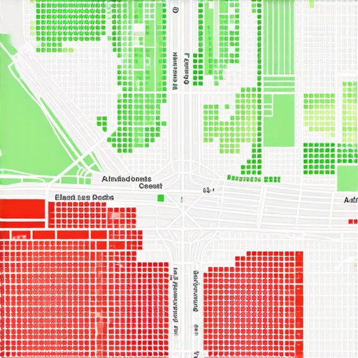 A visual representation of local search ranking proximity and visibility across a city.