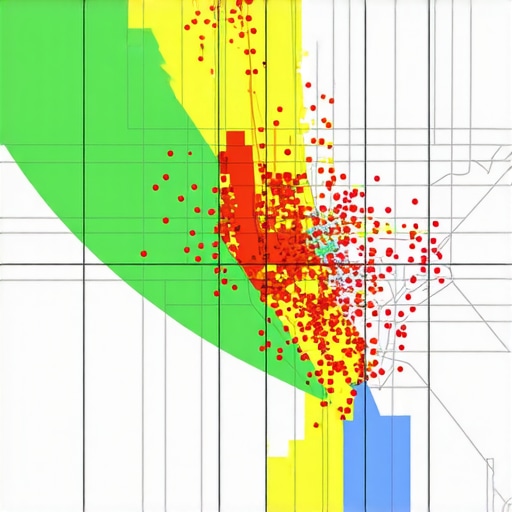Local SEO Ranking Heat Map Analysis A digital heat map showing how local map rankings change based on the searcher's physical location in a city.