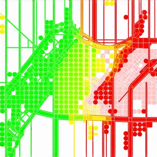A search grid visualization showing map pack rankings across a geographic area