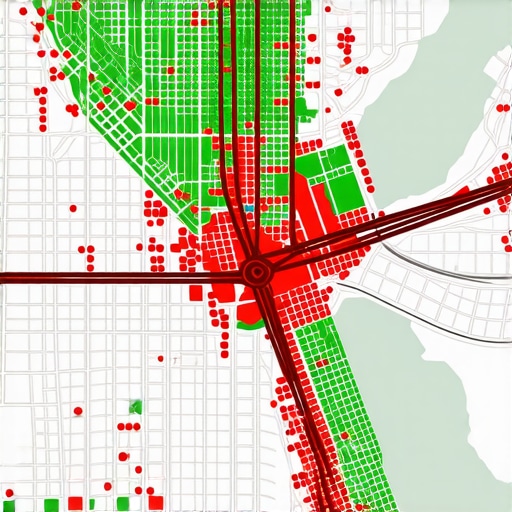 A visual representation of local map pack ranking strength across a geographic area using a grid-based heatmap tool.