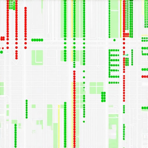 A digital heat map showing local map ranking density across a city.