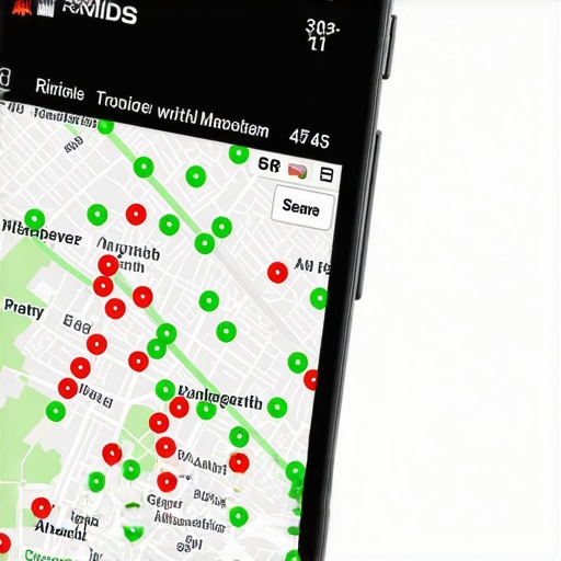 A visual representation of map pack ranking across a city using a grid tracking tool