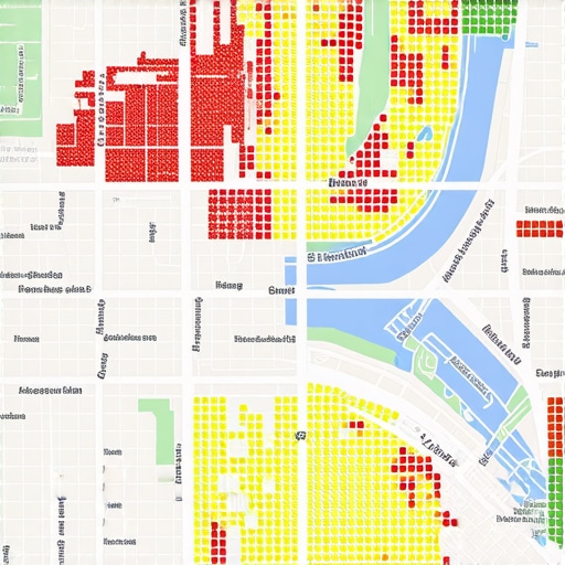 Local Search Heat Map Analysis A visualization showing how local search rankings vary across different city neighborhoods using a heat map.