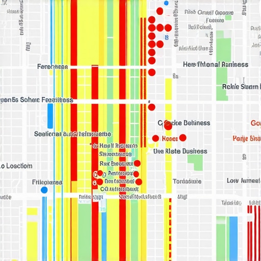 Local Search Proximity Heat Map Visualization A visual representation of how a business's map rank fluctuates based on geographical distance from the searcher.