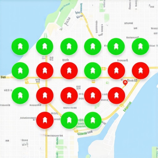 Local Search Ranking Grid Dashboard SEO dashboard showing local map ranking grid for a small business to track proximity-based visibility.
