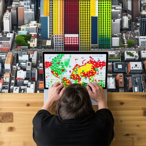 A visual representation of a local SEO grid map tracking business rankings across a city area.
