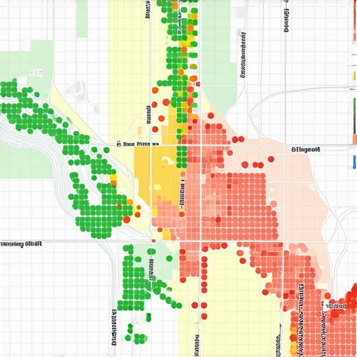 Local Search Visibility Heat Map A visual representation of how a business ranks in the map pack across different locations in a city.