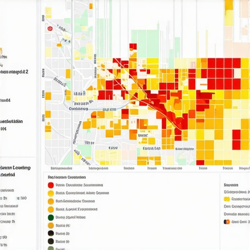 Local Search Visibility Heatmap Analysis A digital map showing the expansion of business reach and local ranking prominence.