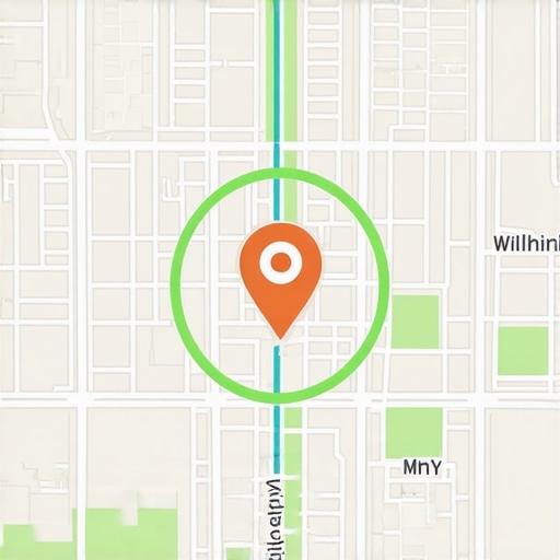 A map showing the expansion of a business's ranking radius through local SEO strategies.