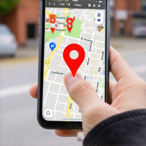 Close up of a person using Google Maps to find a local business on a smartphone.