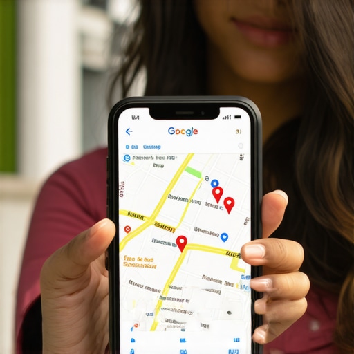 A business owner checking local map pack results on a smartphone