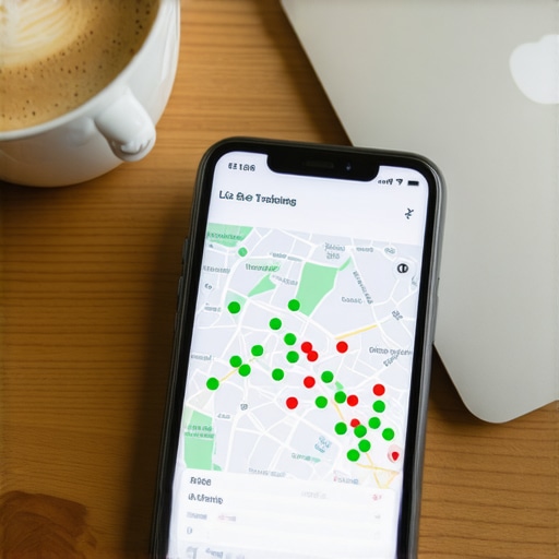 Monitoring Local Map Rank Grids A smartphone showing a local SEO grid tracker on a city map.