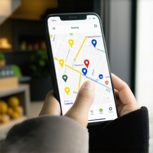 A business owner checking their google my business rank and map pack performance on a smartphone.