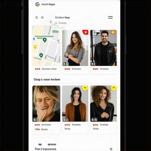 A close-up of a mobile phone showing a dominant local map pack listing with photos and reviews.