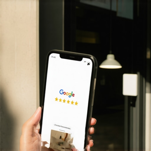 High-quality local business storefront photo displayed on a smartphone for map pack optimization